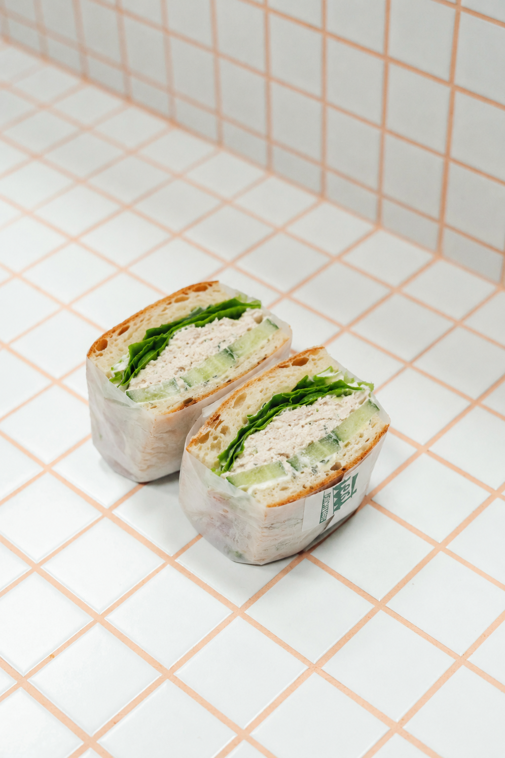 Chicken salad sandwich on housemade focaccia