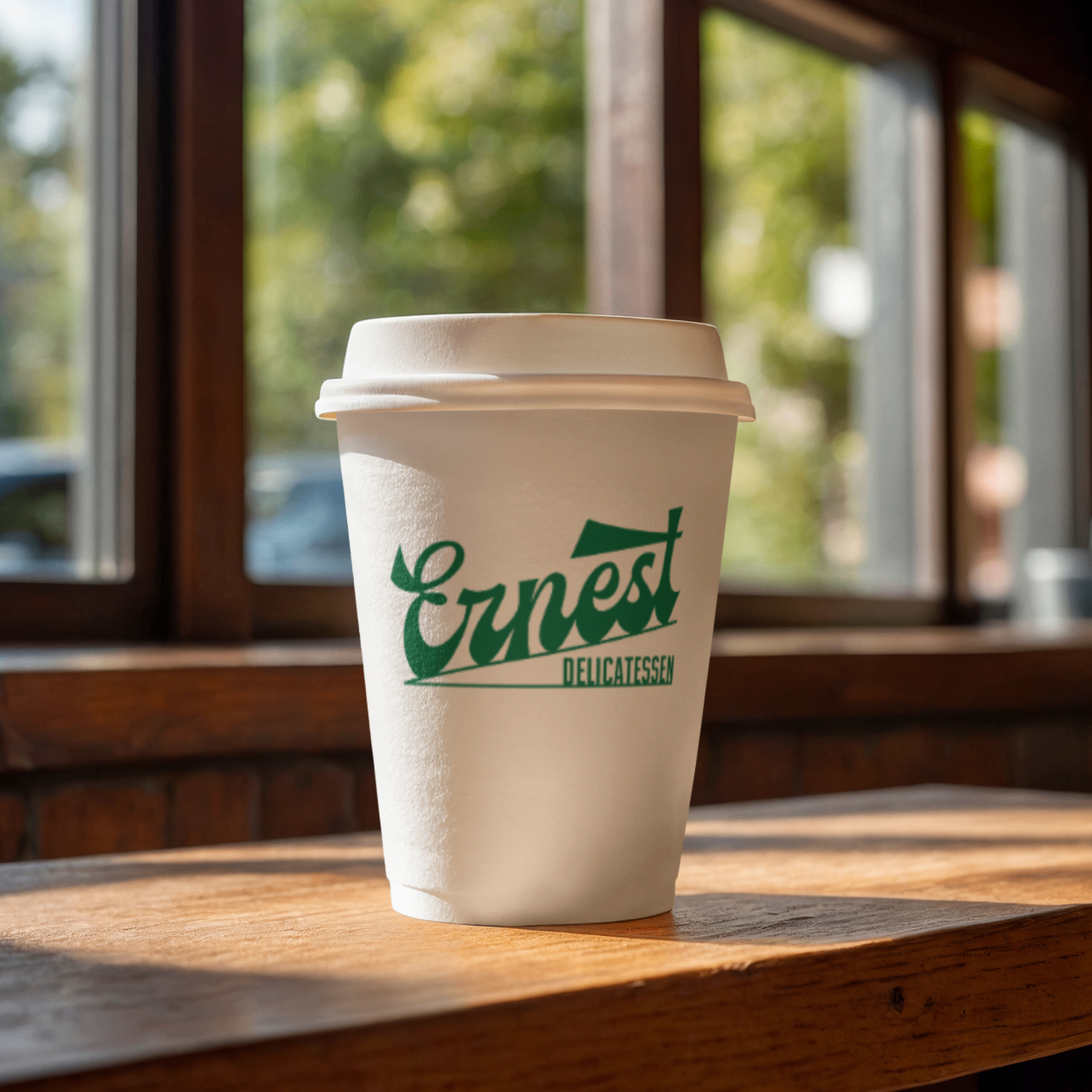 Ernest Delicatessen takeaway coffee cup