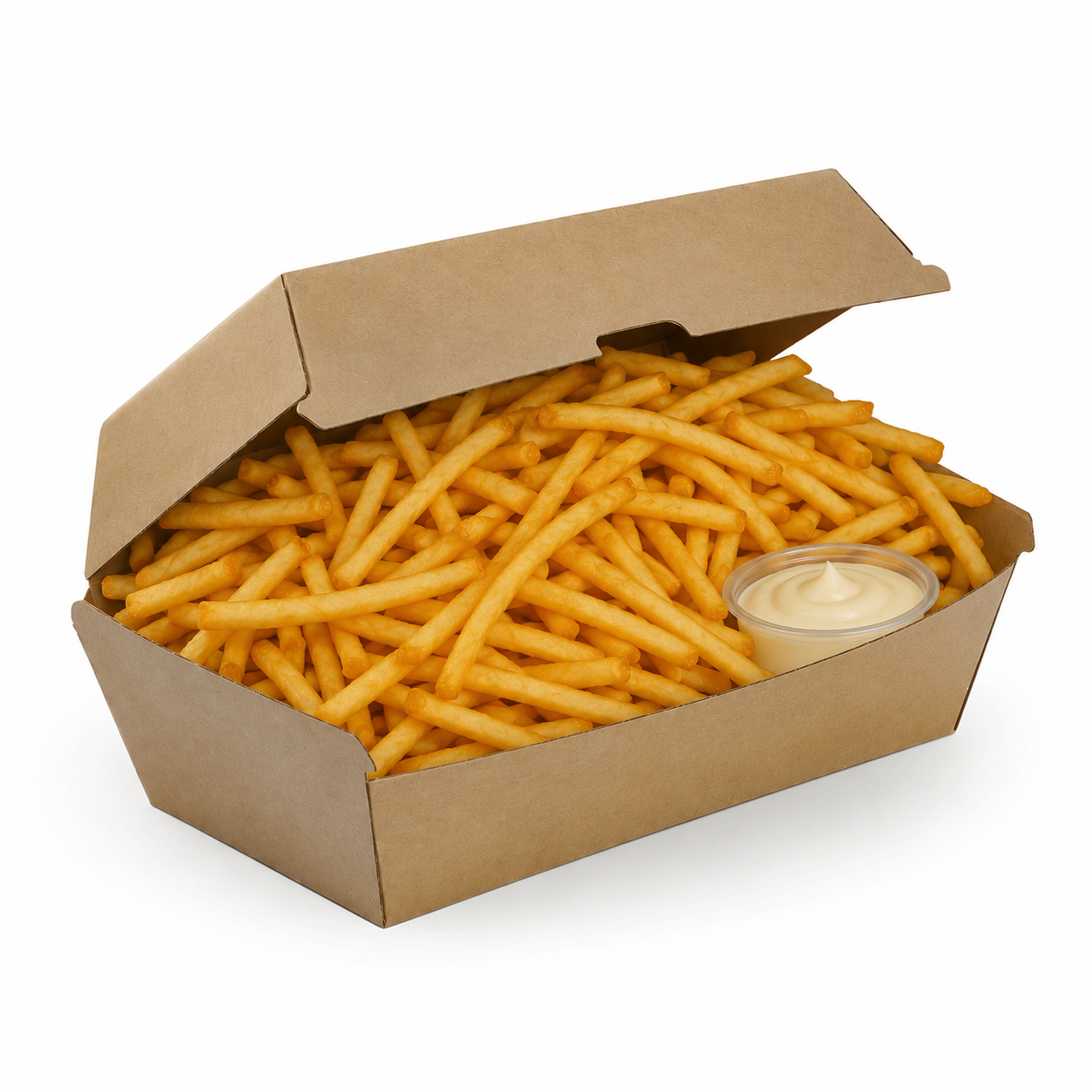 Shoestring fries in a paper bag